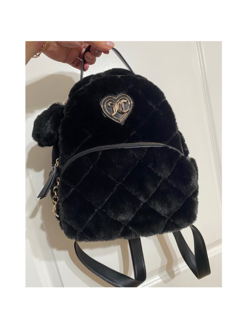 NWOT Juicy Couture Fuzzy Backpack with Pompom